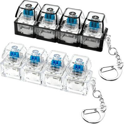 2 PCS Keyboard Fidget Toy, Keyboard Fidget Keychain 4-in-1 Keyboard Decompression Button Finger Clicker Toys, Button Stress Relief Fidget Gifts to Relief Stress (Clear Black)