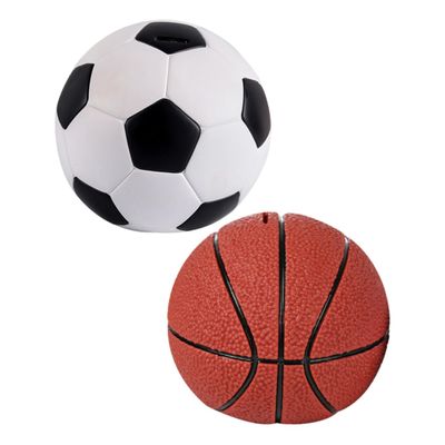 Abaodam 2pcs Boys and Girls Football Basketball Money Bank Shatterproof Container for Boy Girl Savings -Themed Cash Jar for Home Decoration Capacity Sturdy Design