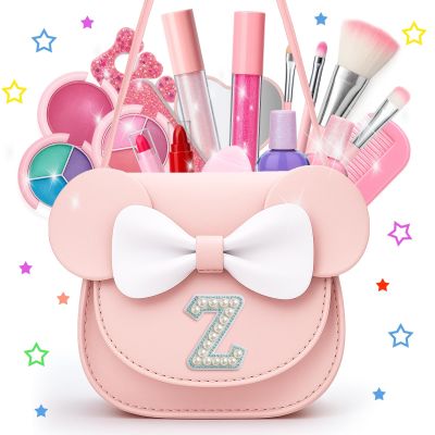 Vodolo Non Toxic Makeup for Little Girls,Safe Kids Real Makeup Sets for Girls Age 3-8 with Initial Z Bag,Play Make Up Kit for Girl Easter Baskets Christmas Birthday Gift Ideas
