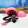 3D Printed Dragon with Egg, Articulated Black and Pink Cherry Blossom Dragon, Fidget ADHD Toy, Executive Desk Toy D028-PHE view 3
