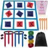 Outdoor Game Set, Kanosan Outside Giant Tic Tac Toe Bean Bag Toss Games,3 Legged Race Bands, Catch Tail Game, Field Day Birthday Party Family Reunion Carnival Yard Lawn Easter Games 28PCS view 1