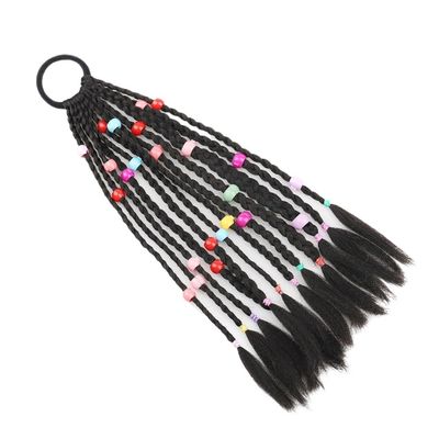 EUVAROMEX Children's Short Ponytail Wig with Colored Beads Hand Woven Braid Hair Accessory for Kids/183
