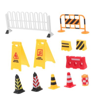 Vaguelly 1set Miniature Traffic Sign and Road Block Toy Simulation Traffic Barriers for Boys and Girls Learn and Safety While Playing for Imaginative Play and Awareness
