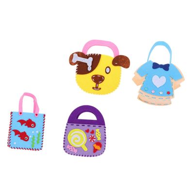 Hohopeti 4sets DIY Handmade Bag for Boy Girl Non-Woven Bag Material Boys and Girls Art Supplies Sewing Kit for and Craft Kit