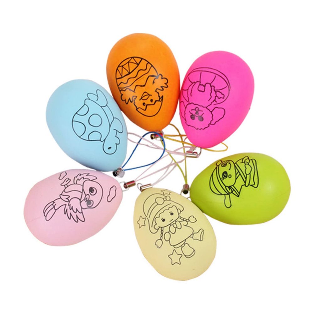 BRIGHTFUFU 24pcs Hand Painted Decorative Easter Eggs Graffiti Kit Random Styles for Creative Boys and Girls Art Projects and Easter Party Decorations