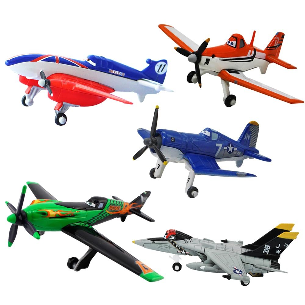 5 Pack Planes Dusty Skipper Ripslinger Bulldog Echo Metal Diecast Plane Model Toy, Children and Collectors Gift (5 Pack Planes A)