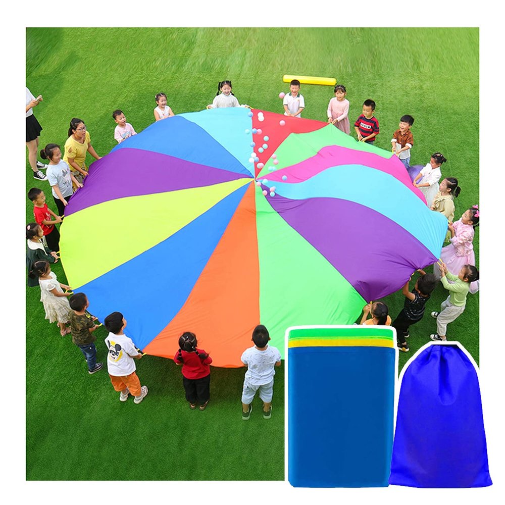 NPQPNAFC Play Parachute Kids Outdoor Activities, School Sports Day Kits, Children's Physical Training Parachute Games(9m/29.5ft)