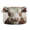 Kigai Cute Cow Cotton Rope Basket with Handles Large Blanket Basket Collapsible Baby Laundry Hamper Clothes Organizer Bin for Living Room Bedroom Nursery view 1