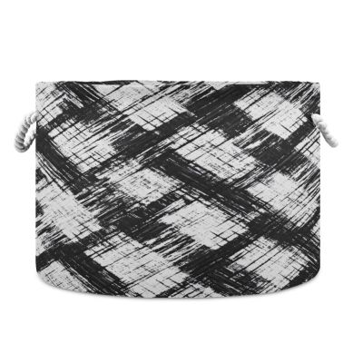 Kigai Black White Gradient Cotton Rope Basket with Handles Large Blanket Basket Collapsible Baby Laundry Hamper Clothes Organizer Bin for Living Room Bedroom Nursery