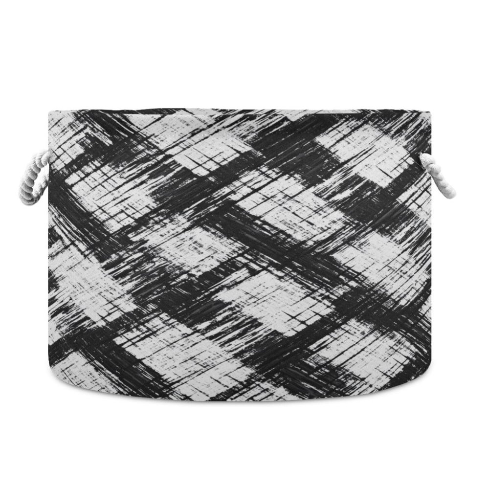 Kigai Black White Gradient Cotton Rope Basket with Handles Large Blanket Basket Collapsible Baby Laundry Hamper Clothes Organizer Bin for Living Room Bedroom Nursery