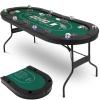 Poker Table Foldable, 8 Player Folding Poker Table, 72 Inch Blackjack Tables, Texas Holdem Blackjack Casino Game Table, Portable Folding Game Desk with Cup Holders, Green view 1