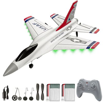 DEERC F16 Thunderbirds RC Plane,3CH Remote Control Airplane Fighter Toys,2.4GHz 6-axis Gyro Stabilizer RTF Glider Aircraft Plane with 2 Batteries,Easy to Fly for Beginners Kids Adults