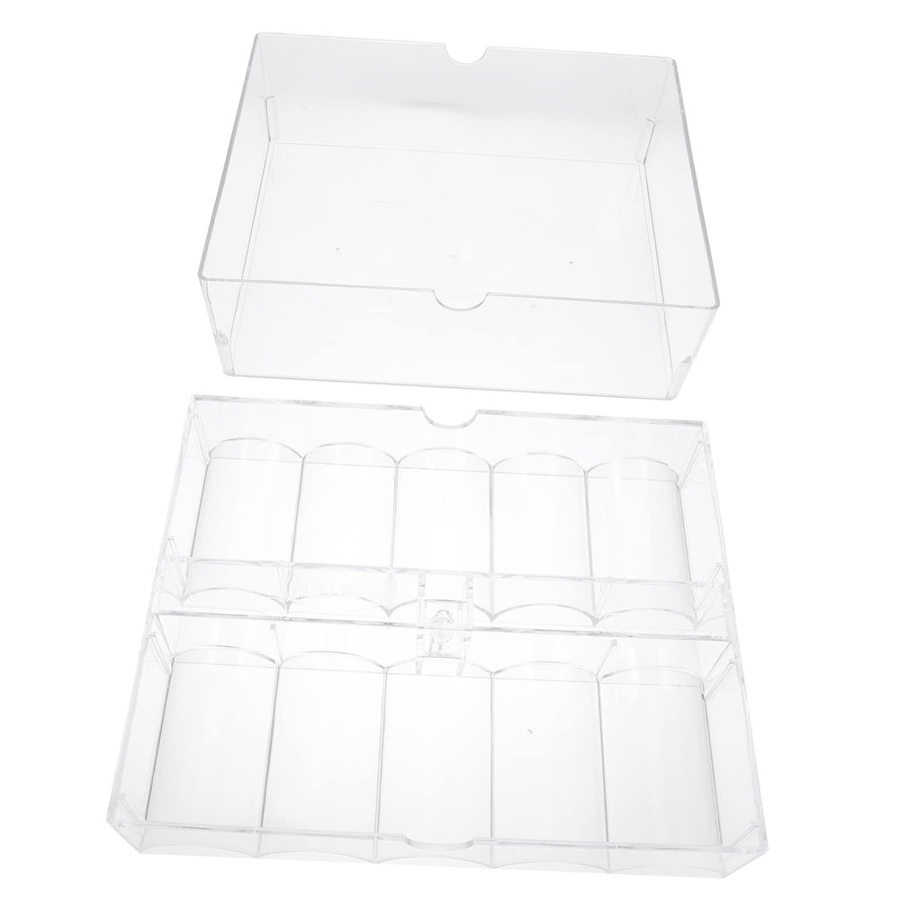 DOITOOL Acrylic Poker Chips Storage Box Lid 200-Count Organizer Tray for Poker Chips