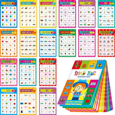 SpriteGru Scavenger Hunt Activities Book, 30 Road Trip Bingo Games, Reusable & Erasable Game Pad, Interesting Explore and Find Activity Travel Toy for Road Trip, Airplane Travel