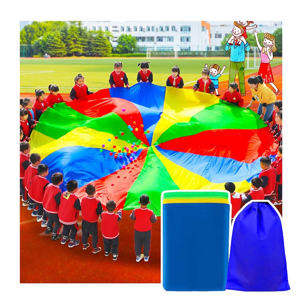 NPQPNAFC Play Parachute Kids Outdoor Activities - Parachute Game, School Sports Day Kits, Birthday Party Parachute Games(2m/6.5ft)