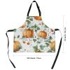Aglebo Leaf Pumpkin Watercolor Chef Apron with Pockets Adjustable Shoulder Strap Waterproof Cooking Apron for Kitchen Baking Gardening Pottery Painting view 2