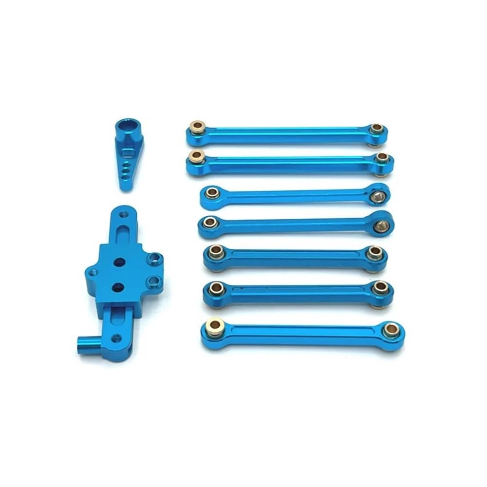 1/12 RC Car Accessories 124006 12423 12427 12428 12429 Metal Upgrade Parts Kit Steering Assembly Link Rod Servo Arm(Blue)