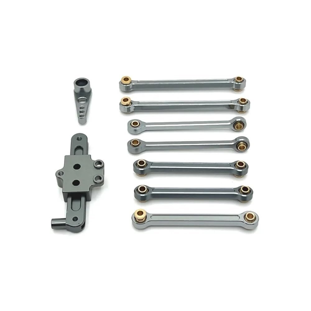 1/12 RC Car Accessories 124006 12423 12427 12428 12429 Metal Upgrade Parts Kit Steering Assembly Link Rod Servo Arm(Grey)
