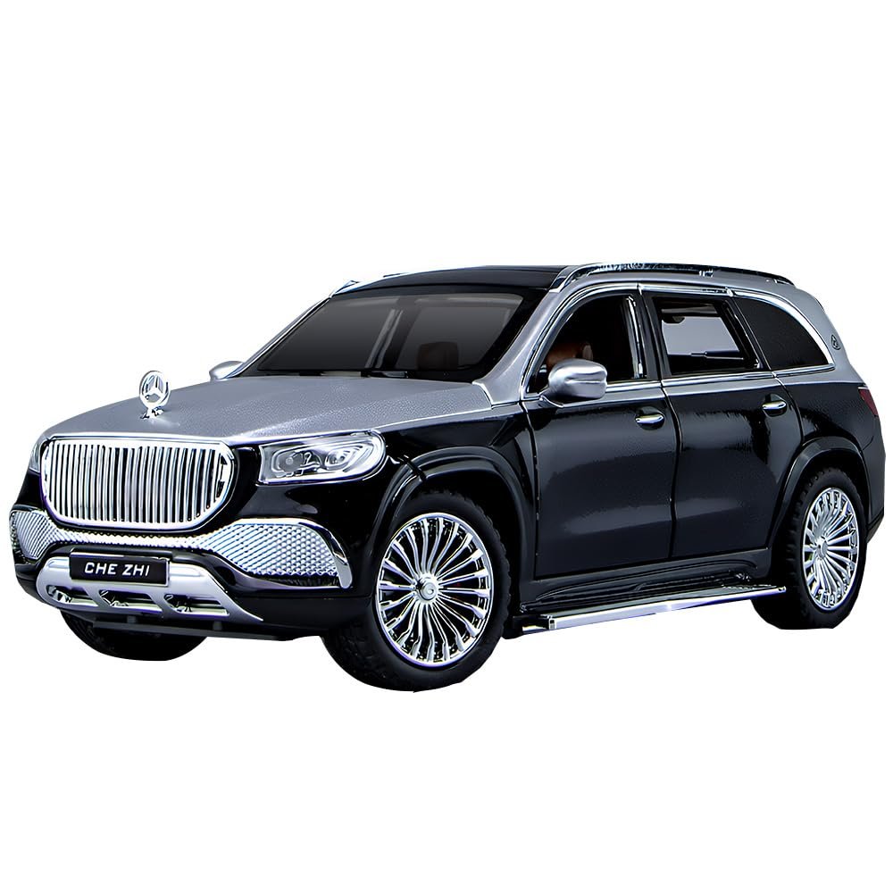 1/24 Scale Benz GLS600 SUV Toy Car, Zinc Alloy Diecast Car Model with Sound Light and Pull Back Function, Collectible Children's Toy Vehicles for Boys Adults Gift