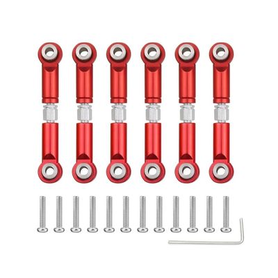 1/18 RC Car Upgrades Parts Accessorie A959 A959-B A949 A969 A979 K929 Metal Front Rear Tie Rod Linkage Servo Link Rod Set(Red)