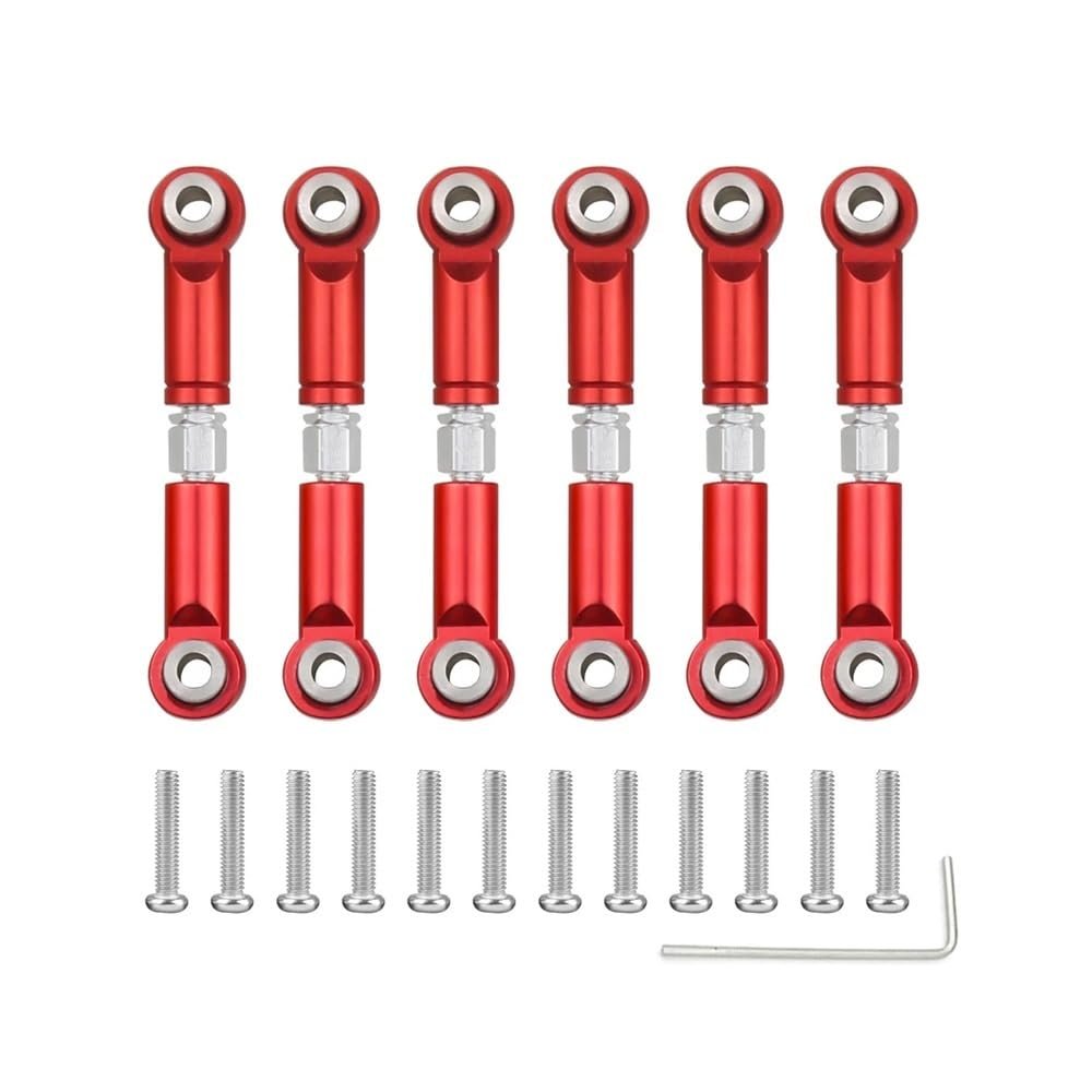1/18 RC Car Upgrades Parts Accessorie A959 A959-B A949 A969 A979 K929 Metal Front Rear Tie Rod Linkage Servo Link Rod Set(Red)