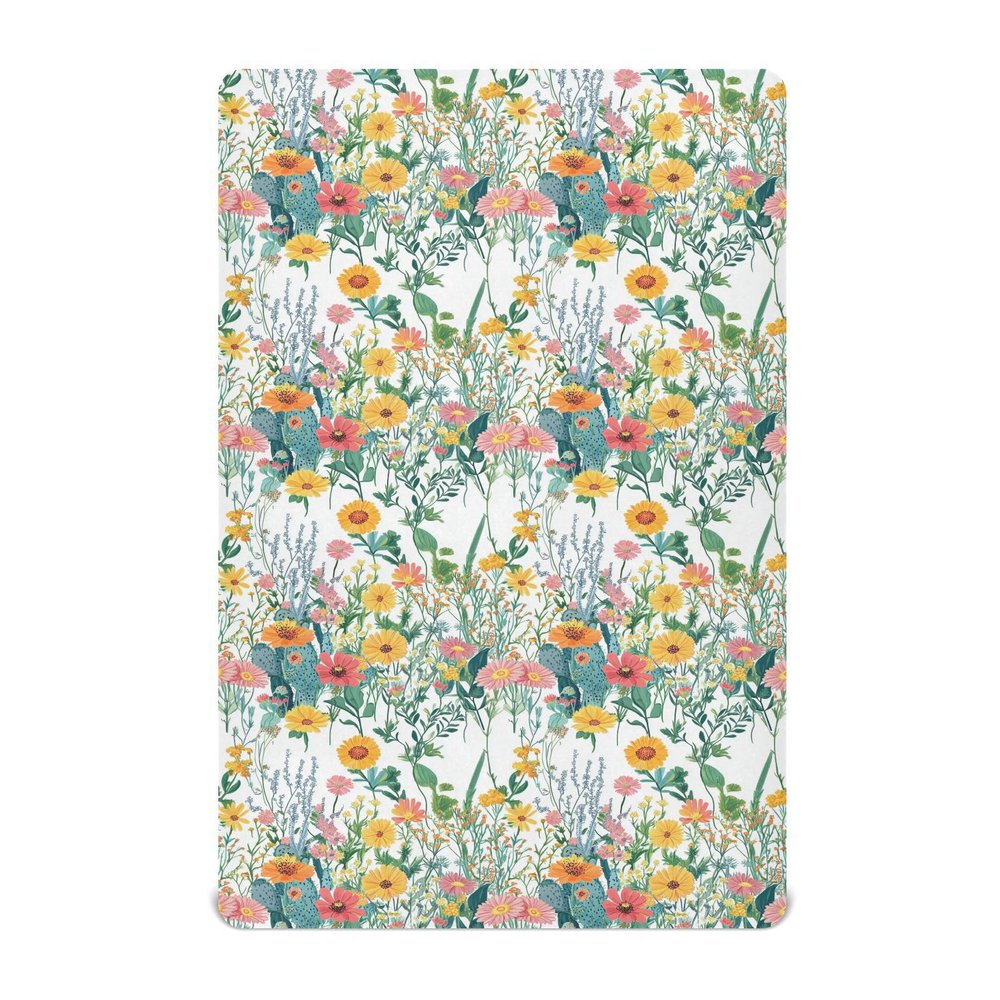 Unisex Fitted Baby Crib Sheets for Toddler and Infant Baby Soft Nursery Bed Sheet for Standard Size Crib Mattress 52x28in Spring Flowers Cactus Zinnia Mint