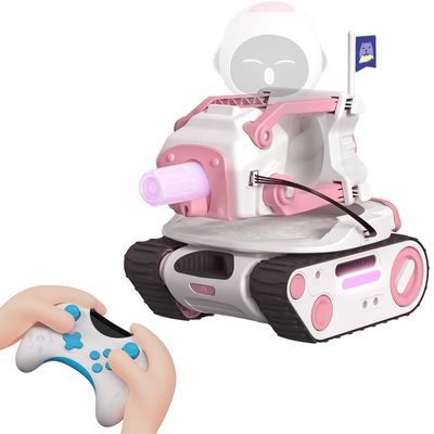 ENERGIZE LAB Panxer - RC Battle Tank Compatible with Eilik Robots Blue/Pink/DQ/Sliver, Crawler Car Toys with LED Lights and 2.4Ghz Remote Control, Single and Multi-Player Party Play Mode (Pink)