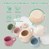 Smartwo Silicone Tea Set for Toddlers Aged 0+ Months,Real or Play Tea Party Set for Kids,Non-Toxic Baby Kitchen Toys,Cute Morandi Children Gift Suitable for Little Girl Boy(with Washable Cloth Napkin) view 3