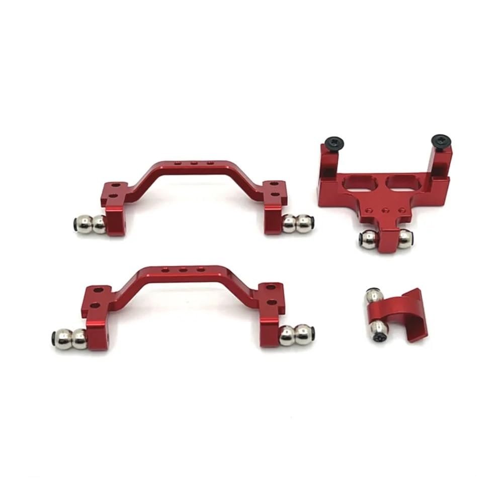 C64 C64-1 Metal Link Rod Mount Pull Rod Bracket Servo Mount Base 1/16 RC Car Upgrade Parts Accessories(Red)