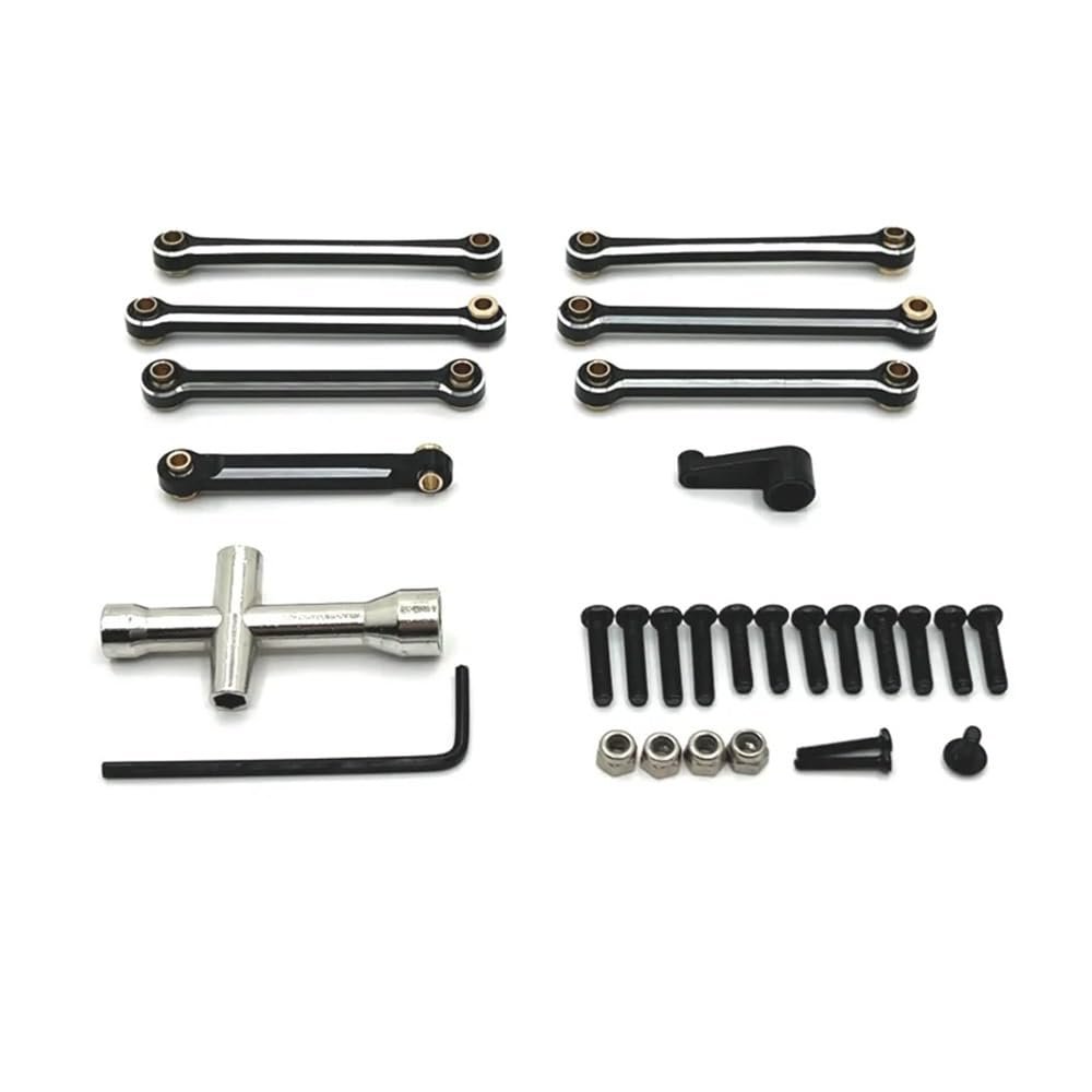 RC Car Upgrade Parts 144001 144010 124007 124008 124016 124017 124018 124019 Metal Tie Rod Linkage Link Rod Servo Arm(Black)
