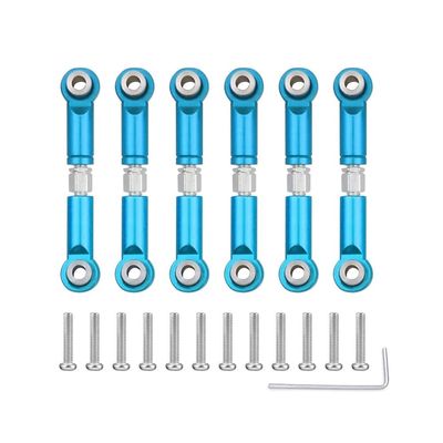 1/18 RC Car Upgrades Parts Accessorie A959 A959-B A949 A969 A979 K929 Metal Front Rear Tie Rod Linkage Servo Link Rod Set(Blue)