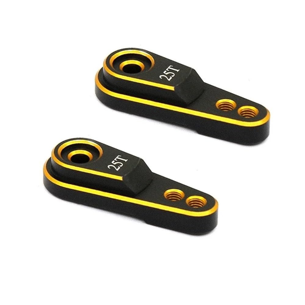 1/2/5pcs Metal 25T Servo Arm Servo Horn for 1/10 RC Car Boat Futaba Savox Emax PowerHD JX SPT Wltoys Axial SCX10 Parts(2pcs Yellow)