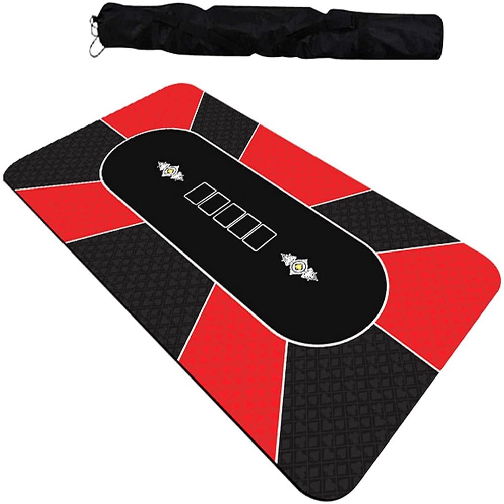 Portable Poker Table Top 1.8 X 0.9M Baccarat Poker Thickening Mat Various Pattern Rubber Gaming Pad Casino Card Game Poker Felt Table Cover Fun Game Night Supplies - Cool Casino Gift for Kid (A )