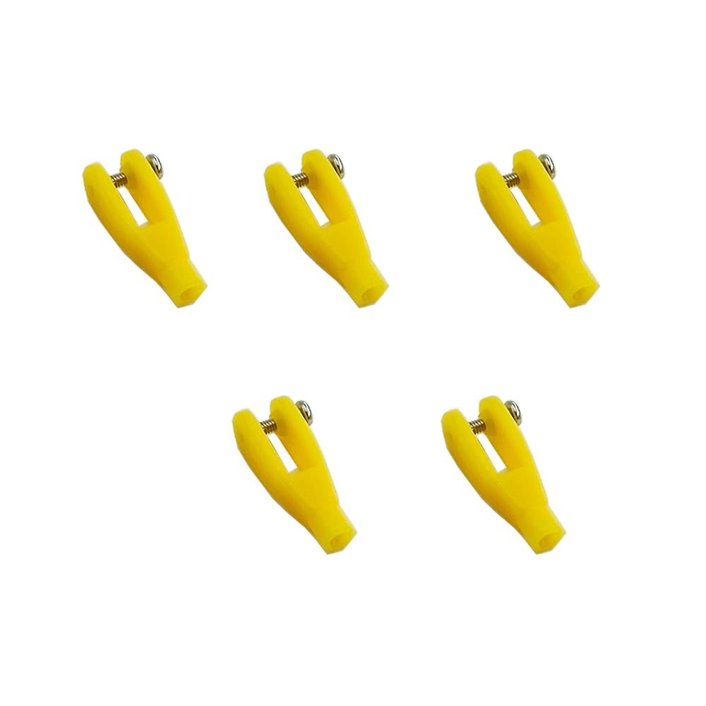 5PCS RC Airplane Servo Linkage Rod Clevis Coupler U-Shaped Nylon Clamp with Screws for RC Plane Helicopter DIY Model Aircraft Pushrod Connecting Part (for 2.5mm Rod Yellow)