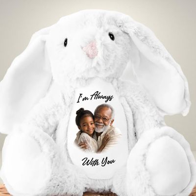 A Cuddle From Heaven - Personalized Memorial Stuffed Bunny, Heartfelt Sympathy Gift for Family, Grandmas Hug Plush Bunny, Comforting Stuffed Animal for Baby (02)