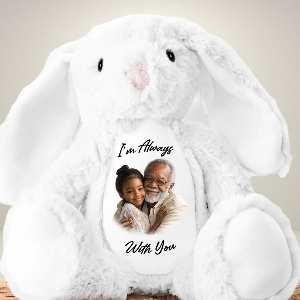A Cuddle From Heaven - Personalized Memorial Stuffed Bunny, Heartfelt Sympathy Gift for Family, Grandmas Hug Plush Bunny, Comforting Stuffed Animal for Baby (02)