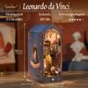 Tonecheer DIY Book Nook Kit for Adults, 3D Puzzle Wooden Miniature House Kit, Booknook Dollhouse Bookshelf Insert Decor Bookend with Dust Cover and LED Lights Gifts (Leonardo da Vinci) view 2