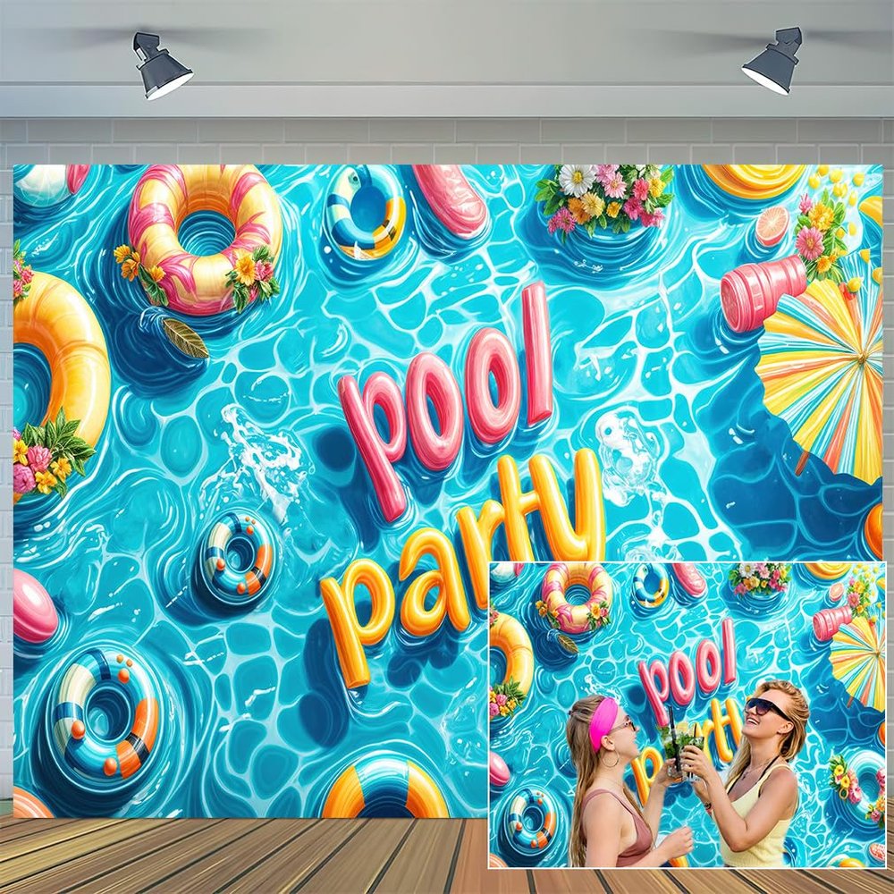 10x8 ft Summer Banner Pool Party Decorations Swimming Pool Party Party Decorations for Kids Beach Themed Birthday Baby Shower Party Supplies for Summer Holiday Indoor Outdoor