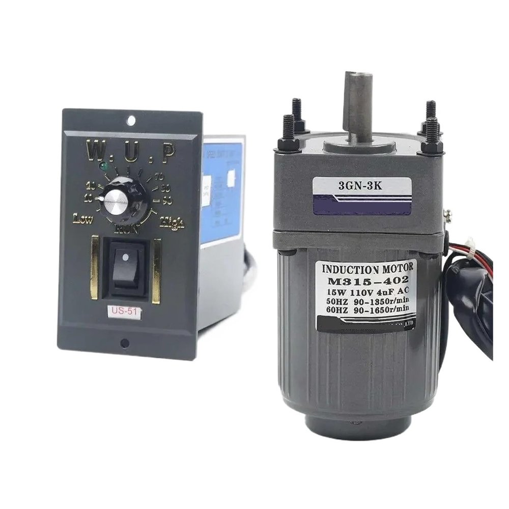 220V/110V 15W AC Gear Motor CW/CCW Single-Phase Gear Motor 0-450 RPM Electric Variable Speed Adjustable Controller Governor(220V 100K(0-12.5RPM))