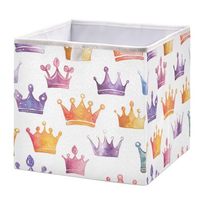 Kigai Cartoon Crown Cube Storage Bins 11x11 inch Collapsible Fabric Storage Cubes Organizer Foldable Boxes Decorative Basket for Home Organizing