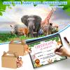 50 Pcs Safari Jungle Party Favors Include 12 Mini Forest Mini Stuffed Animals 12 Hats 12 Foldable Paper Boxes 12 Adoption Cards 1 Adoption Sign 1 Fence for Jungle Party Adopt A Jungle Animal Favors view 4
