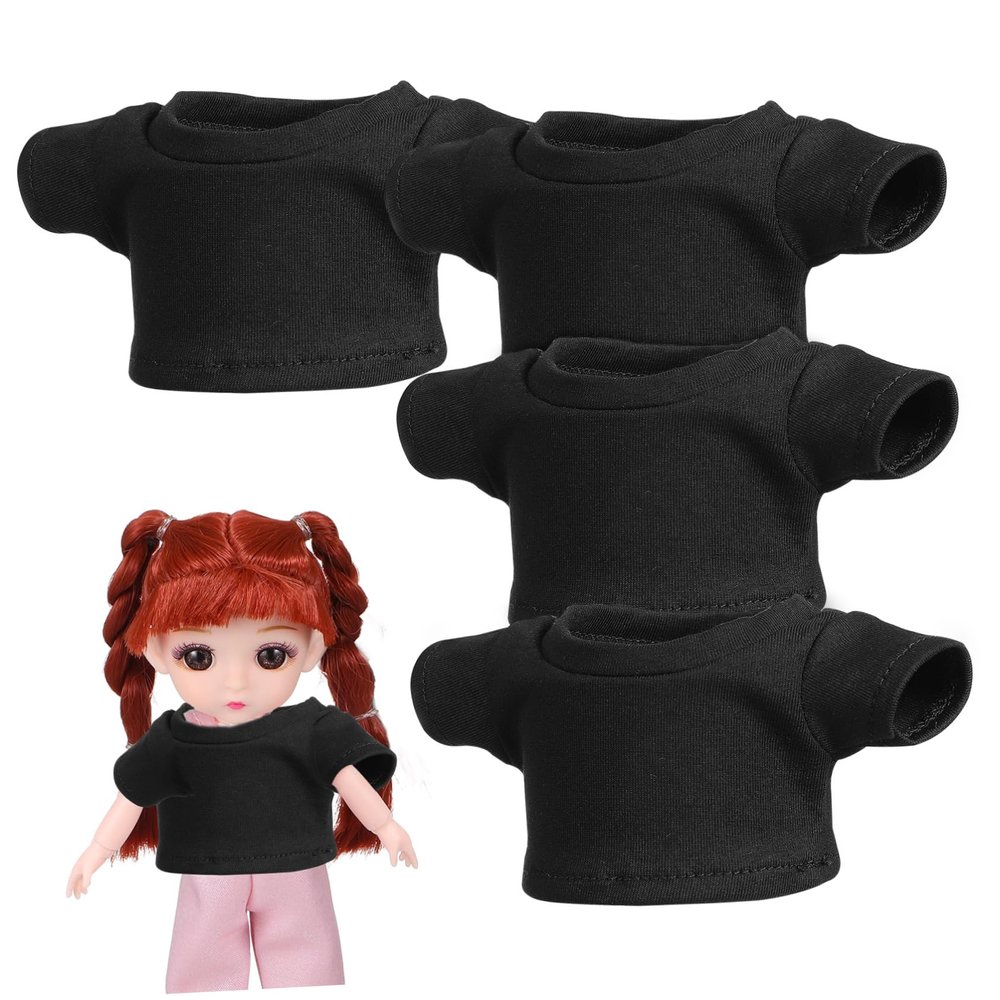 FELTECHELECTR 4pcs Stuffed Animal Short Sleeve T-Shirts Bear Doll Clothes Cotton Decorative Doll Decor