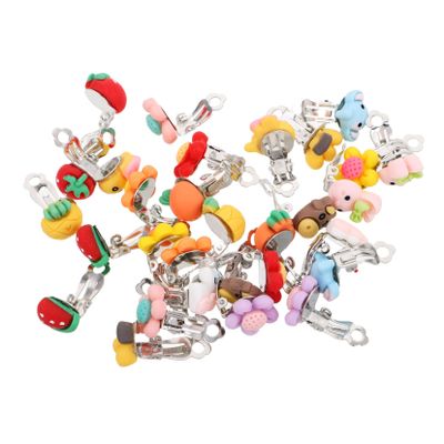 Toddmomy 30pcs Boy Girl Cute Cartoon Ear Clips for Girls Non-pierced Flower Design Comfortable Daily Wear for Fun Accessories