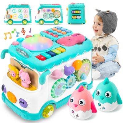 iFaveorr Toys for 1 Year Old Girl Gifts, 10-in-1 Montessori Toys Bus for Baby 6-12 12-18 Months, Educational Musical Learning Toddler Toy Ages 1-2, First Birthday Gifts for Girls and Boys