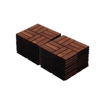 12 inch Chessboard Shaped Acacia Wood Interlocking Floor, Natural and Beautiful Colors, Innovative Chessboard Design, Sturdy and Durable Interlocking, Suitable for Seaside Vacation Home terraces