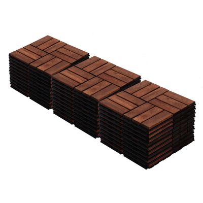 12 inch Chessboard Shaped Acacia Wood Interlocking Floor, with Good Scratch Resistance and Unique Chessboard Design, Tightly and stably Interlocked, Extending The Comfortable Space of The Balcony