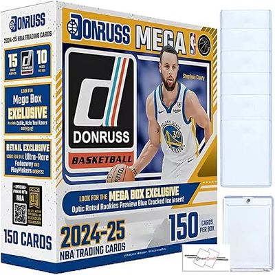 2024-25 Donruss Basketball Mega Box with 150 Cards + 6 Toploaders + Magnetic Holder + StreetCards Magnet!