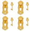 4Set Gold 1/12 Miniature Door Knob Lock and Key Dollhouse Decoration Accessories view 1