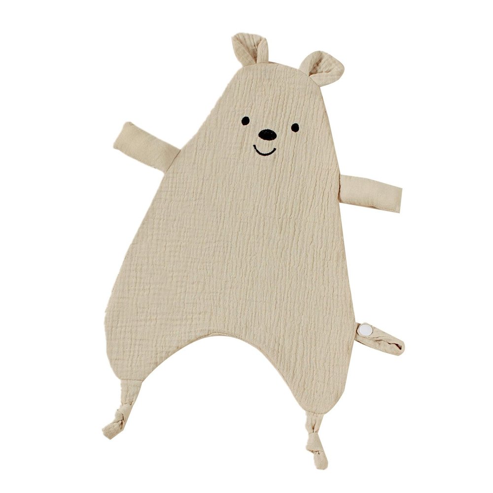 Lovely Embroidered Bear Baby Soothing Blanket Four-Layer Muslin SleepAid Baby Toy Lightweight For Newborn Boys Girls