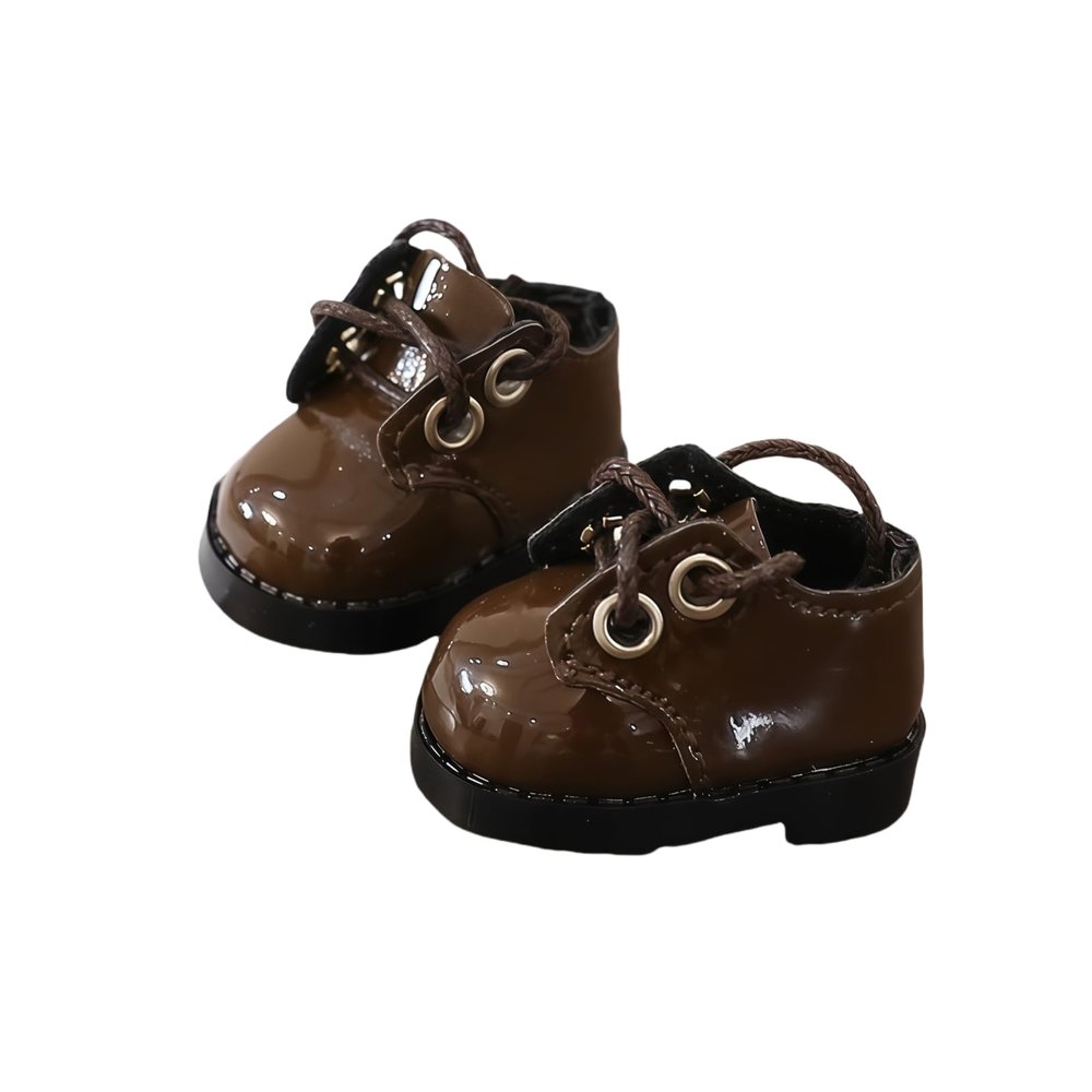 Doll Shoes for Lu bubu 17cm Dolls(No Doll) , Mini Shoes Accessories, Cute PU Leather Shoes Suitable for 17cm Doll, Dress Up Doll Shoes Replacement Brown
